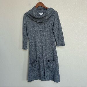 London Times Women’s Gray Marled Knit Cowl Neck Sweater Dress Size Large